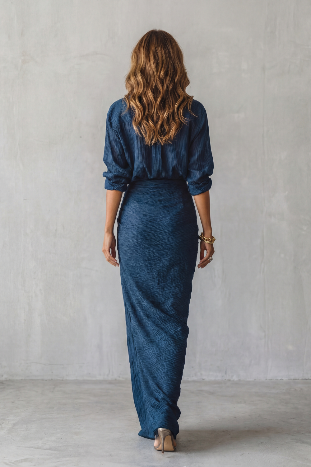 Women's Pleated Blouse and Maxi Skirt Co-ord Set - Drusienne