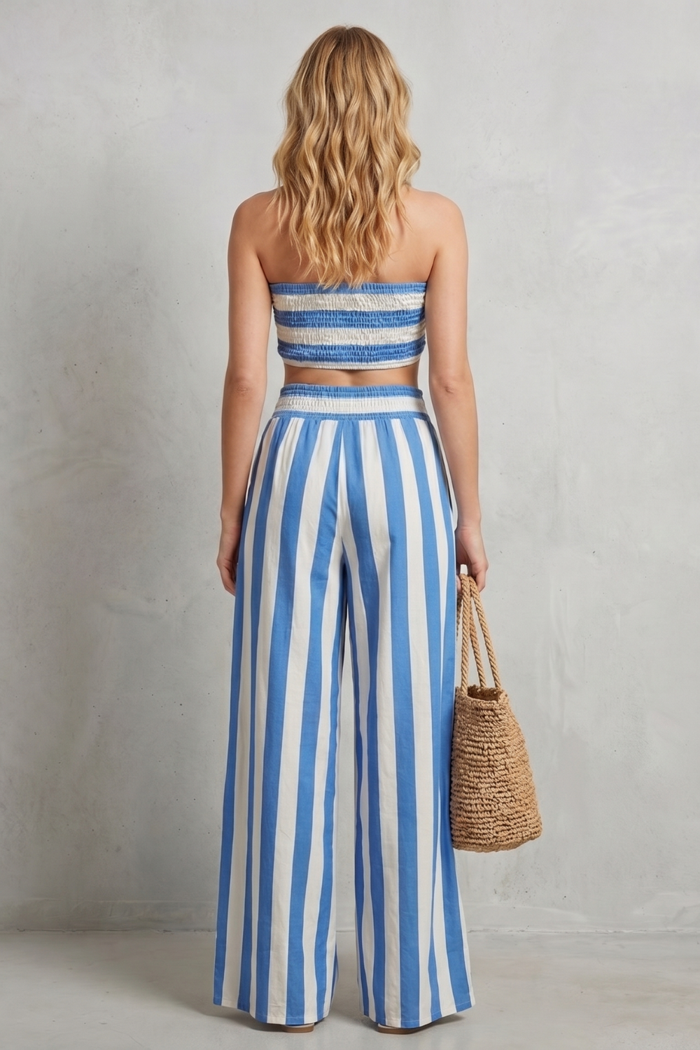 Women's Striped Bandeau Top and Trouser Co-ord Set - Constelle