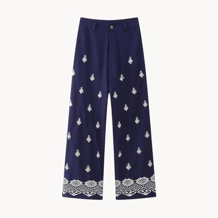 Amelie Embroidered Wide Leg Trouser