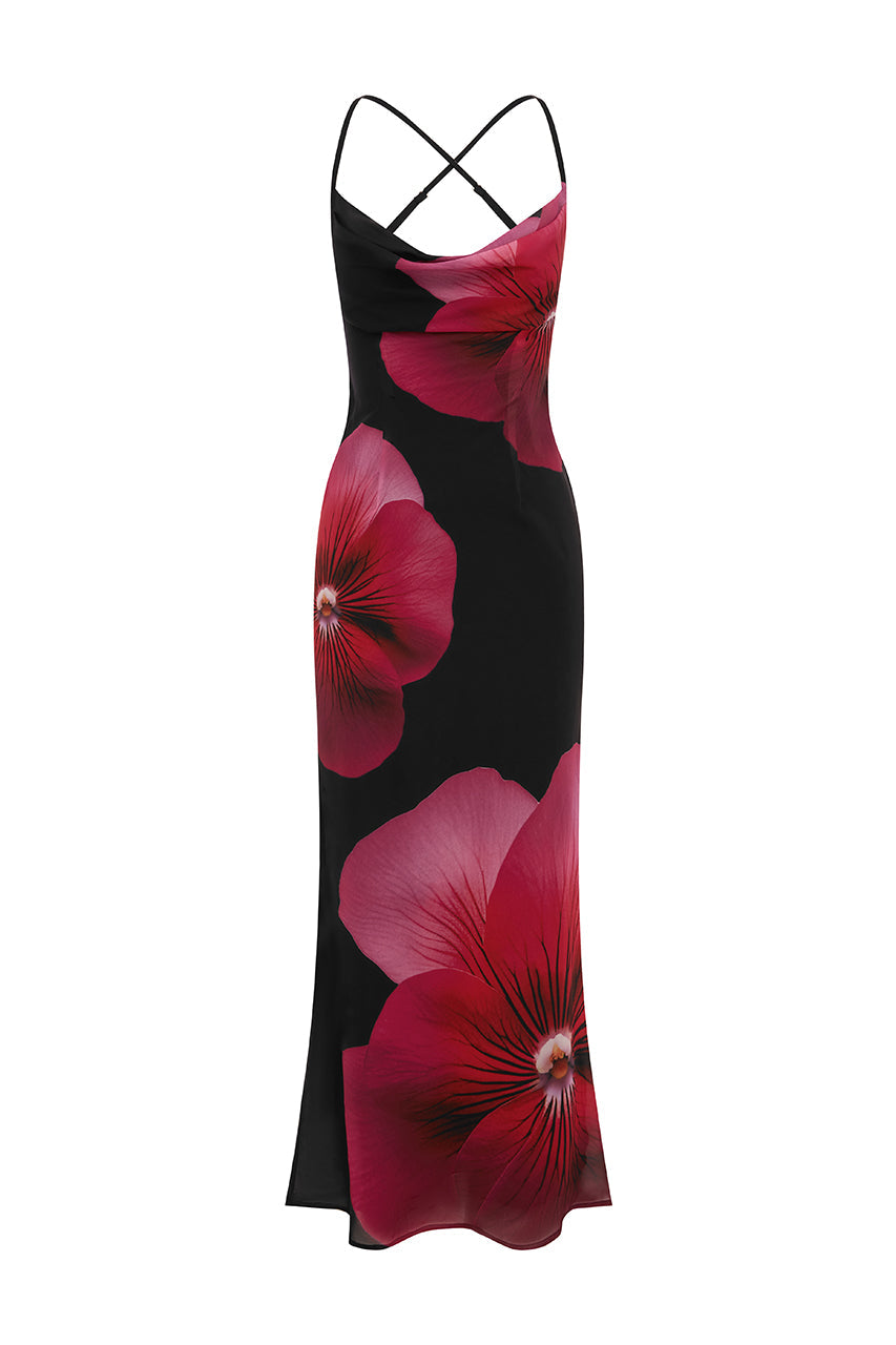 Evelyn - Pink Flower Maxi Dres