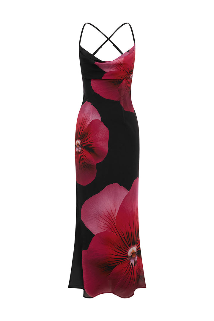 Evelyn - Pink Flower Maxi Dres