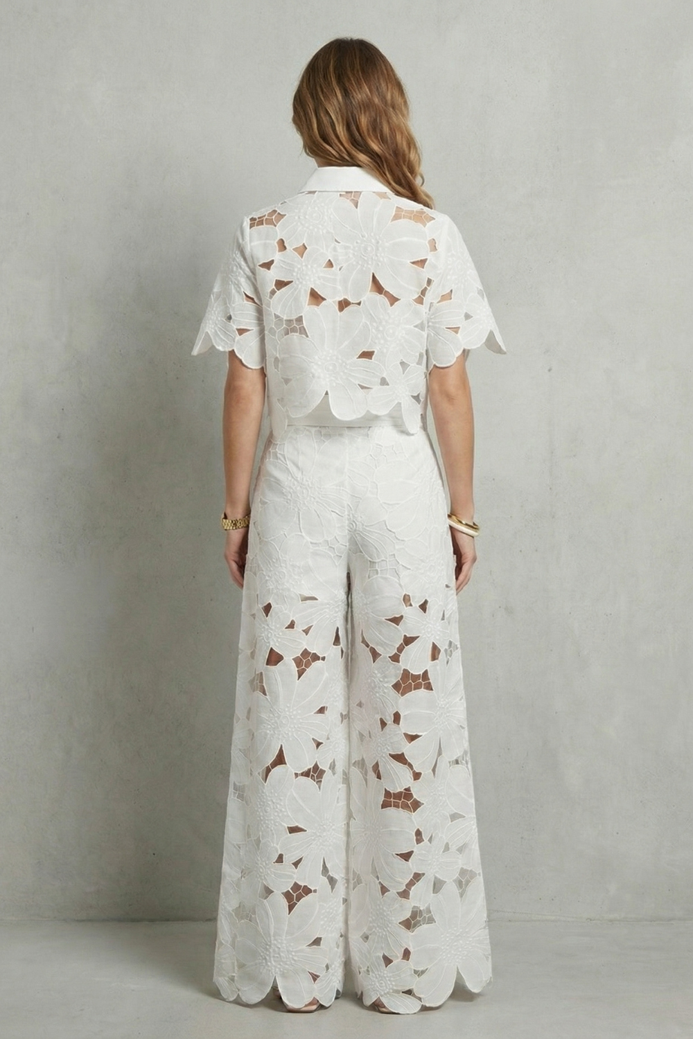 Women's Embroidered Lace Top and Skirt Co-ord Set - Aurmelle