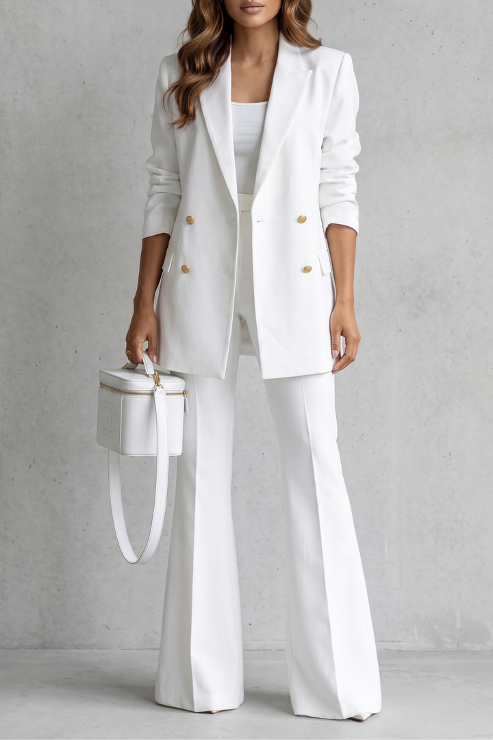Women's Double Breasted Blazer and Trouser Suit Set - Berenelle
