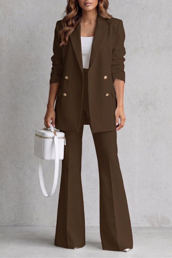 Women's Double Breasted Blazer and Trouser Suit Set - Berenelle