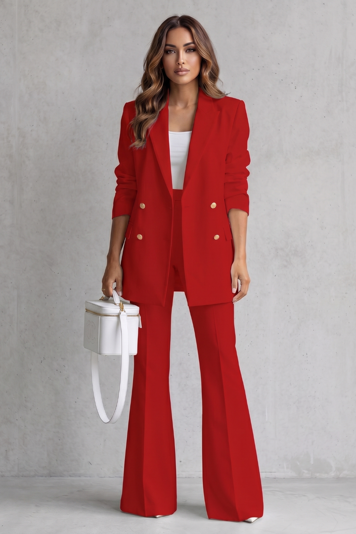 Women's Double Breasted Blazer and Trouser Suit Set - Berenelle