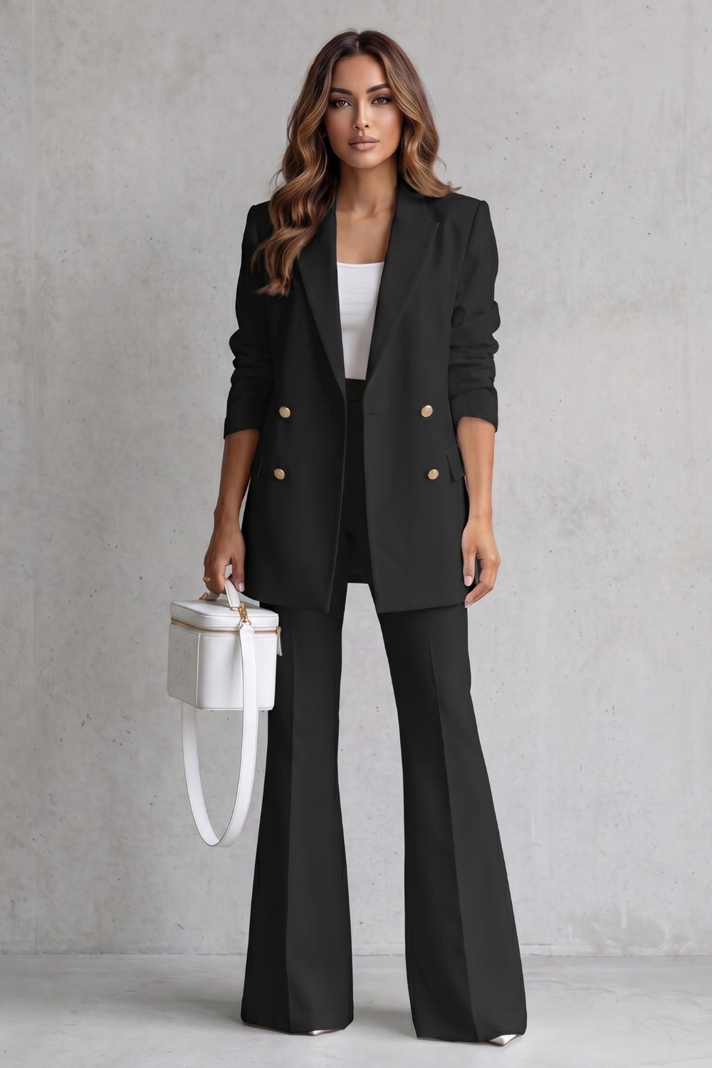 Women's Double Breasted Blazer and Trouser Suit Set - Berenelle