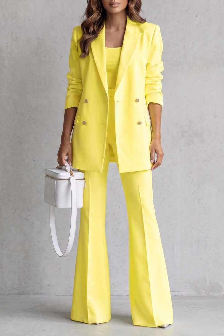Women's Double Breasted Blazer and Trouser Suit Set - Berenelle