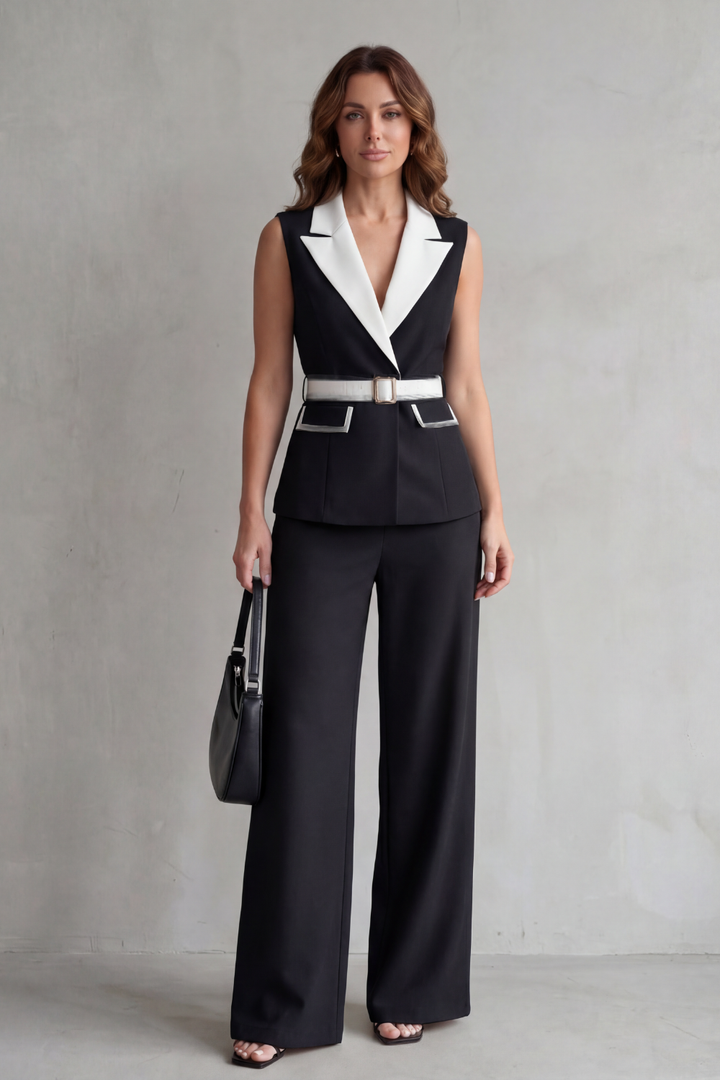 Women's Sleeveless Blazer and Trouser Co-ord Suit Set - Belmonde