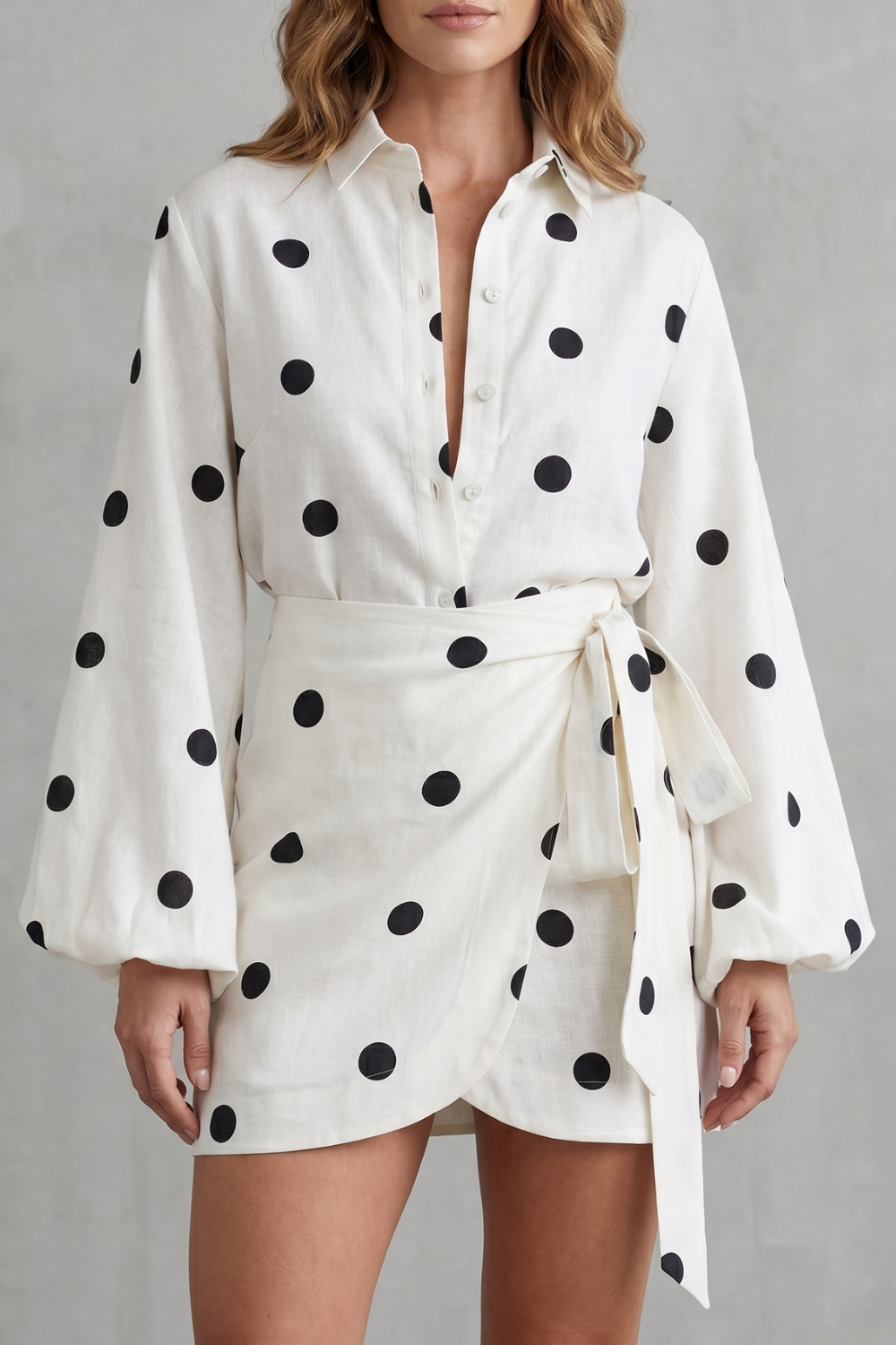 Women's Polka Dot Wrap Playsuit Co-ord Set - Cassandre