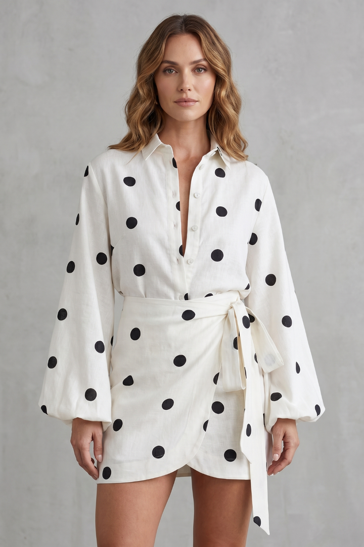 Women's Polka Dot Wrap Playsuit Co-ord Set - Cassandre