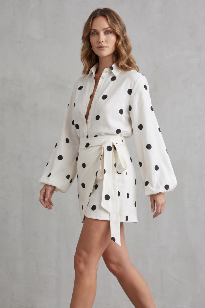 Women's Polka Dot Wrap Playsuit Co-ord Set - Cassandre