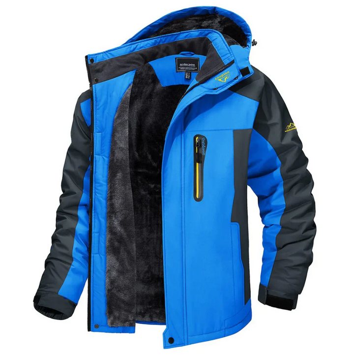 Men's Fleece-Lined Outdoor Jacket Benji in Blue – front view