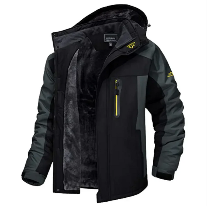 Men's Fleece-Lined Outdoor Jacket Benji in Black – front view