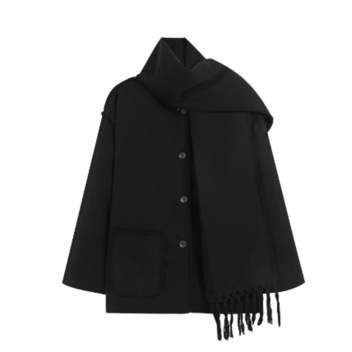 Women's Hooded Cape Jacket with Contrast Stitch Detail