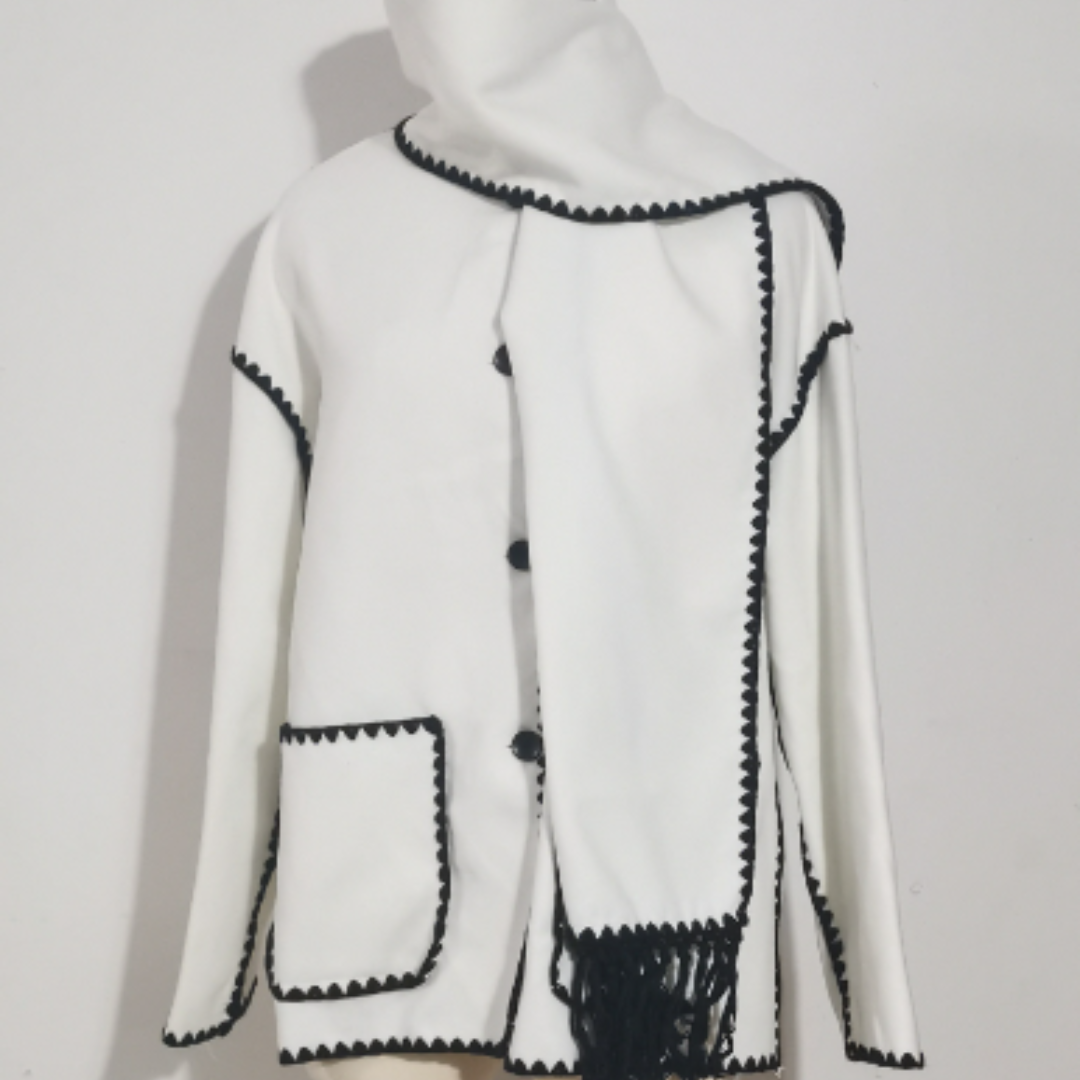 Women's Hooded Cape Jacket with Contrast Stitch Detail