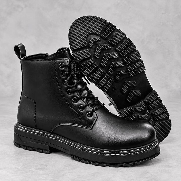 Men's Lace-Up Combat Boots - Esme in Black – sole tread view