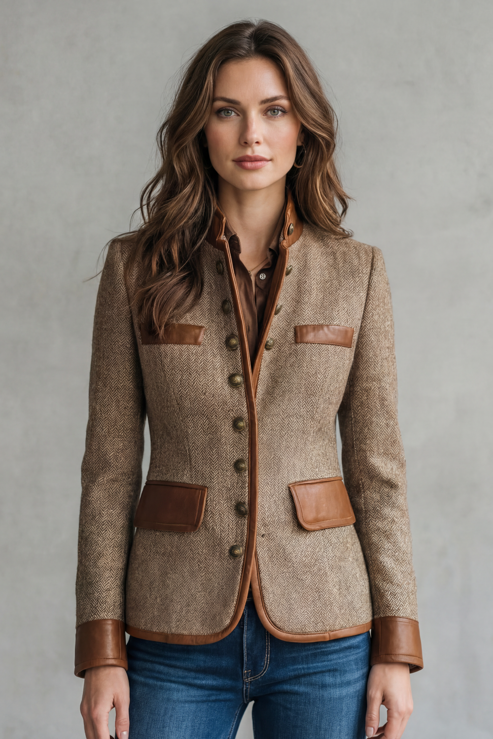 Women's Classic Tweed Jacket with Vintage Trim Accents – Yara