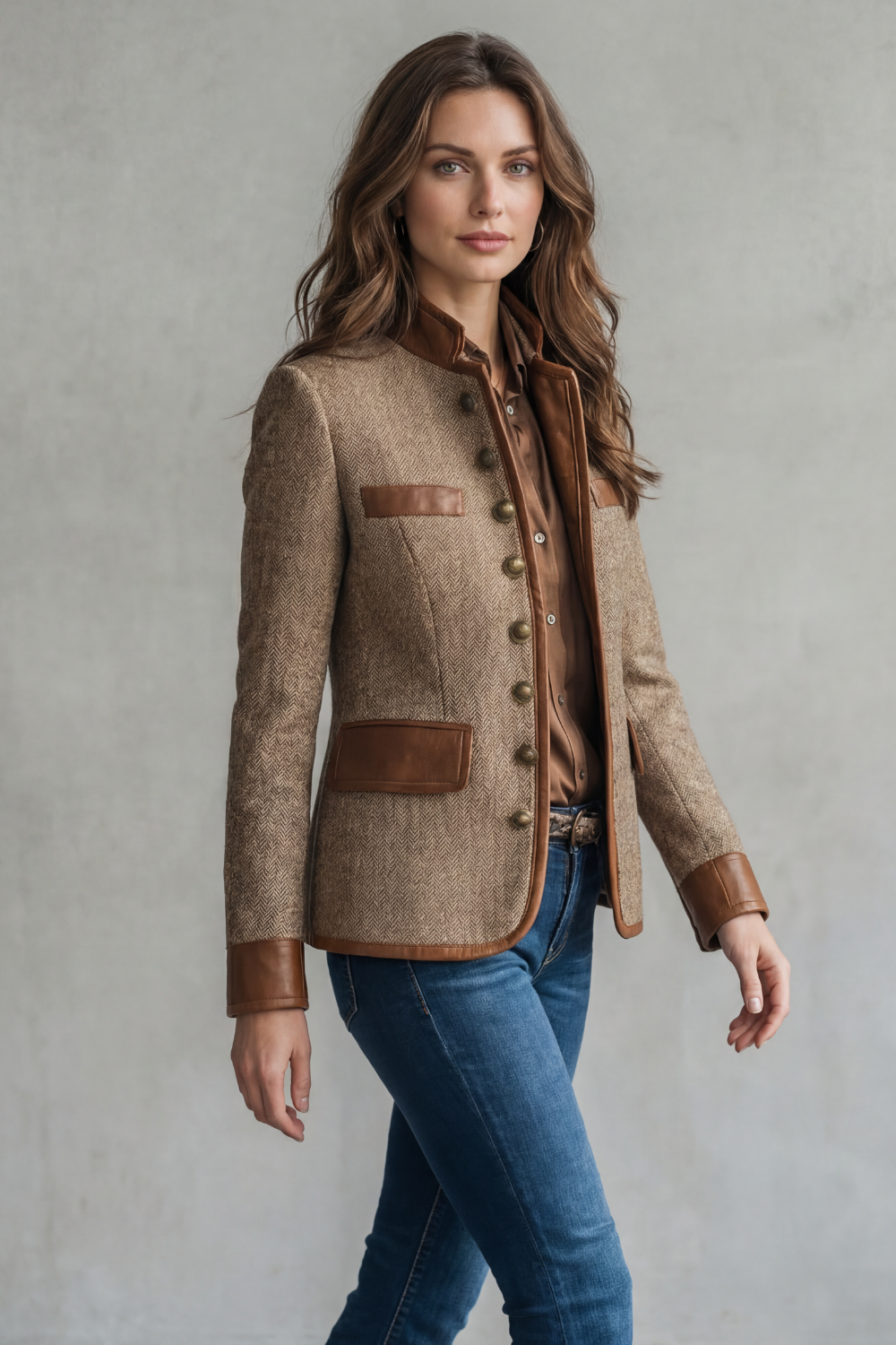 Women's Classic Tweed Jacket with Vintage Trim Accents – Yara