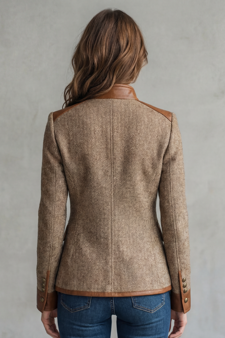 Women's Classic Tweed Jacket with Vintage Trim Accents – Yara