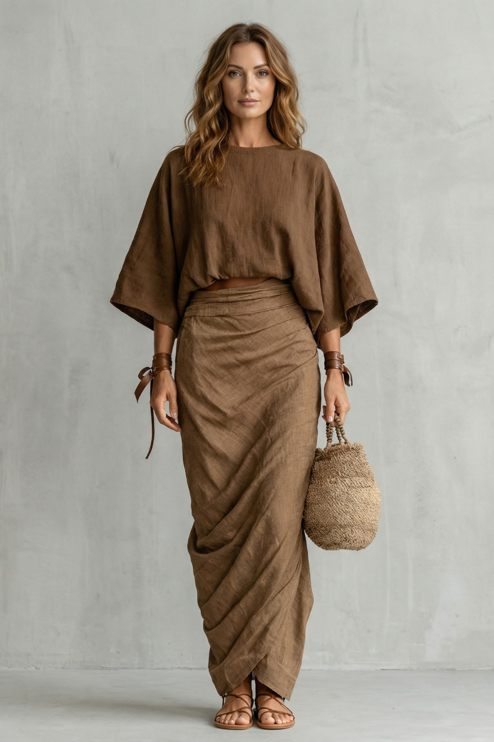 Women's Batwing Top and Draped Maxi Skirt Co-ord Set - Darielle