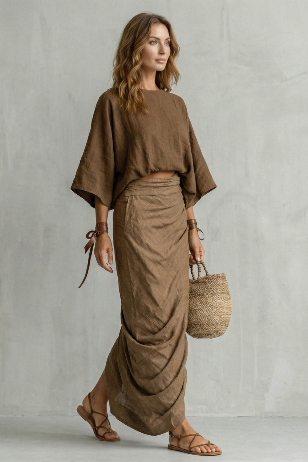 Women's Batwing Top and Draped Maxi Skirt Co-ord Set - Darielle