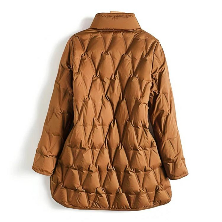 Hornsea women's quilted down jacket in Camel – back view