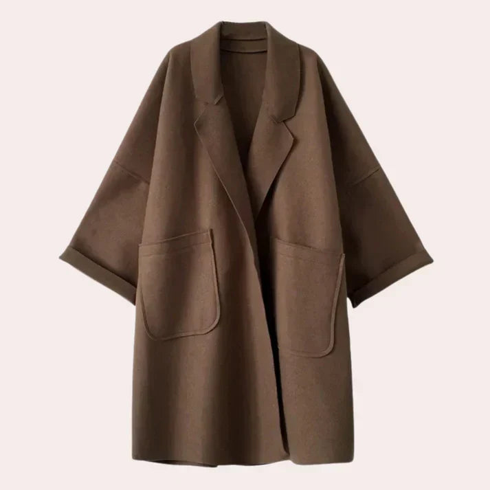 Women's oversized coat Hollie in Brown – front view