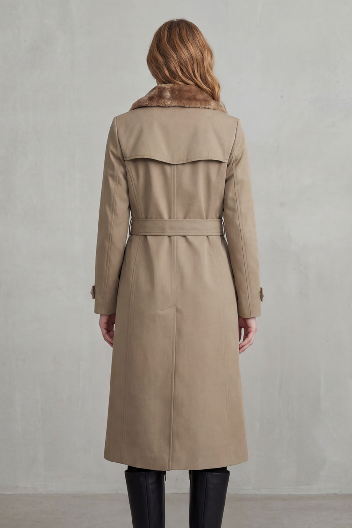 Women's Double-Breasted Winter Coat with Faux Fur Lining – Xanthe