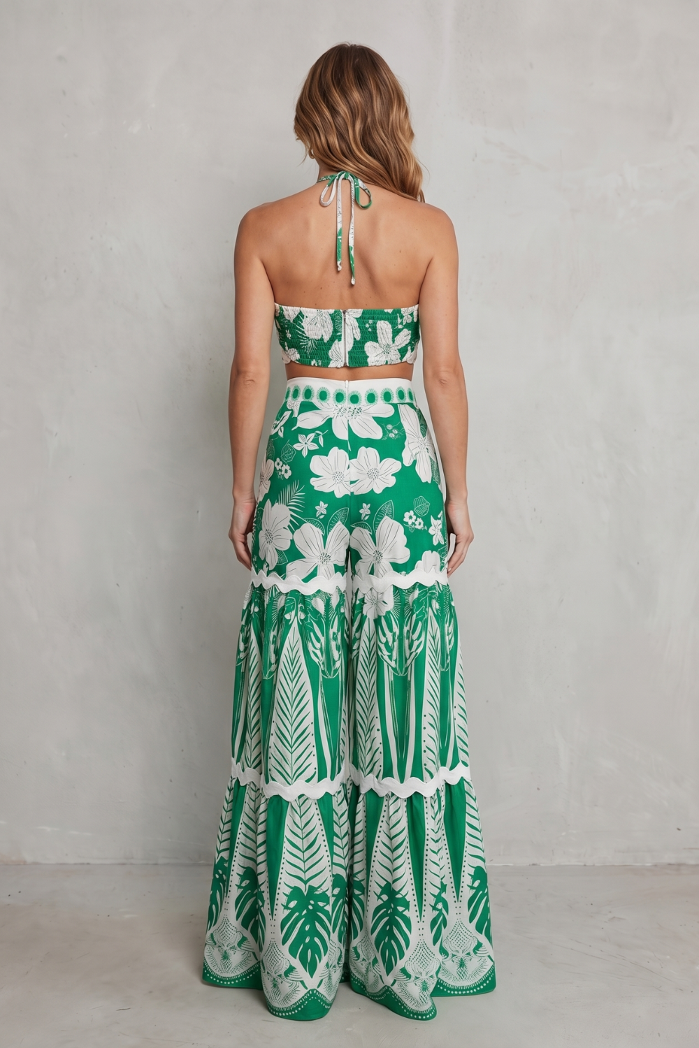 Women's Halter Crop Top and Wide Leg Trouser Set - Andrelise