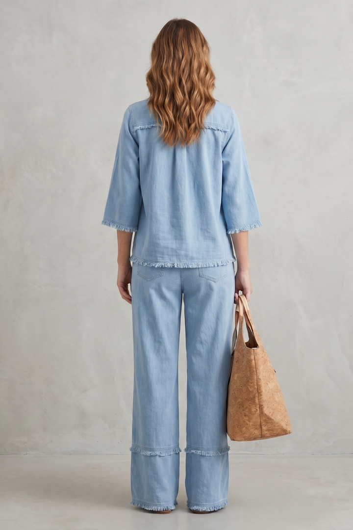 Women's Linen Blend Shirt and Wide-Leg Trouser Co-ord Set - Hesperine