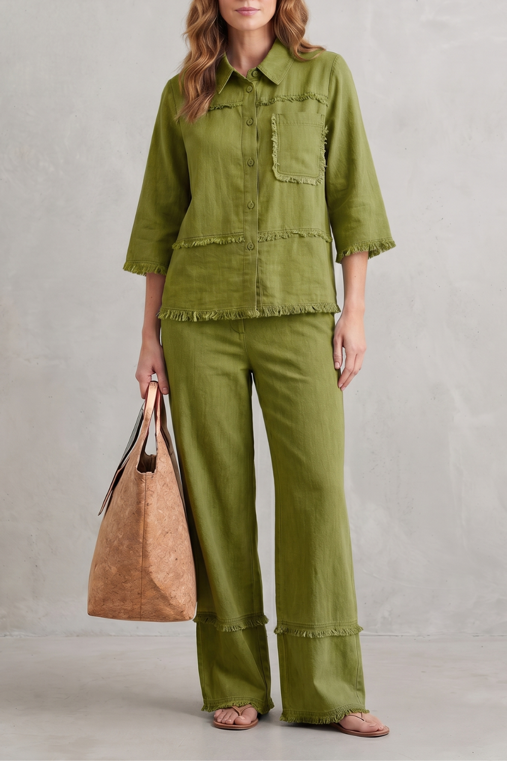 Women's Linen Blend Shirt and Wide-Leg Trouser Co-ord Set - Hesperine