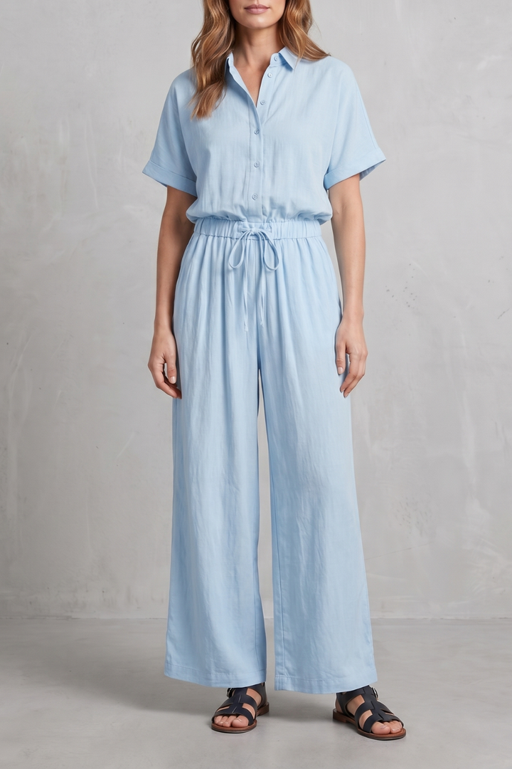 Women's Relaxed Top and Wide Leg Trouser Co-ord Set - Belvienne