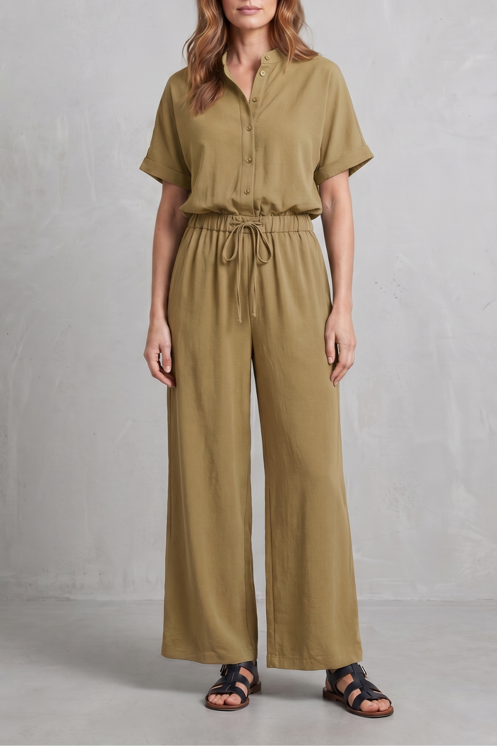 Women's Relaxed Top and Wide Leg Trouser Co-ord Set - Belvienne