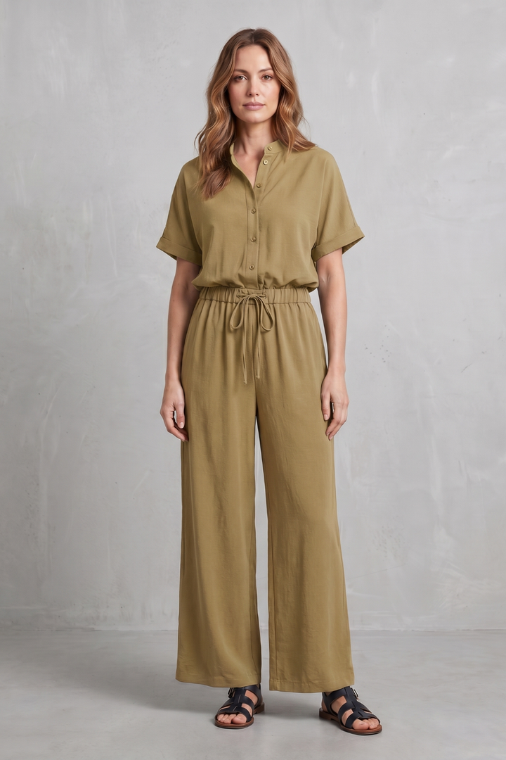 Women's Relaxed Top and Wide Leg Trouser Co-ord Set - Belvienne