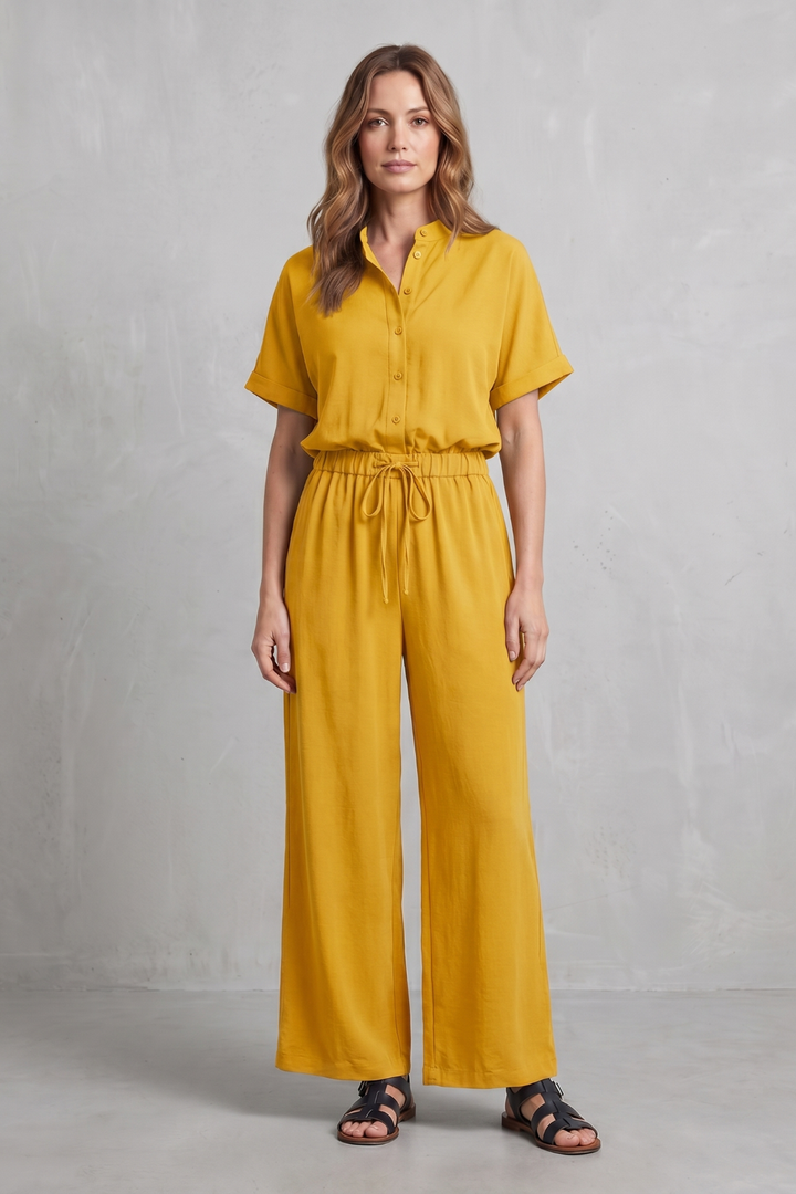Women's Relaxed Top and Wide Leg Trouser Co-ord Set - Belvienne