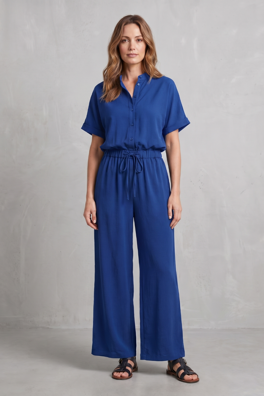 Women's Relaxed Top and Wide Leg Trouser Co-ord Set - Belvienne