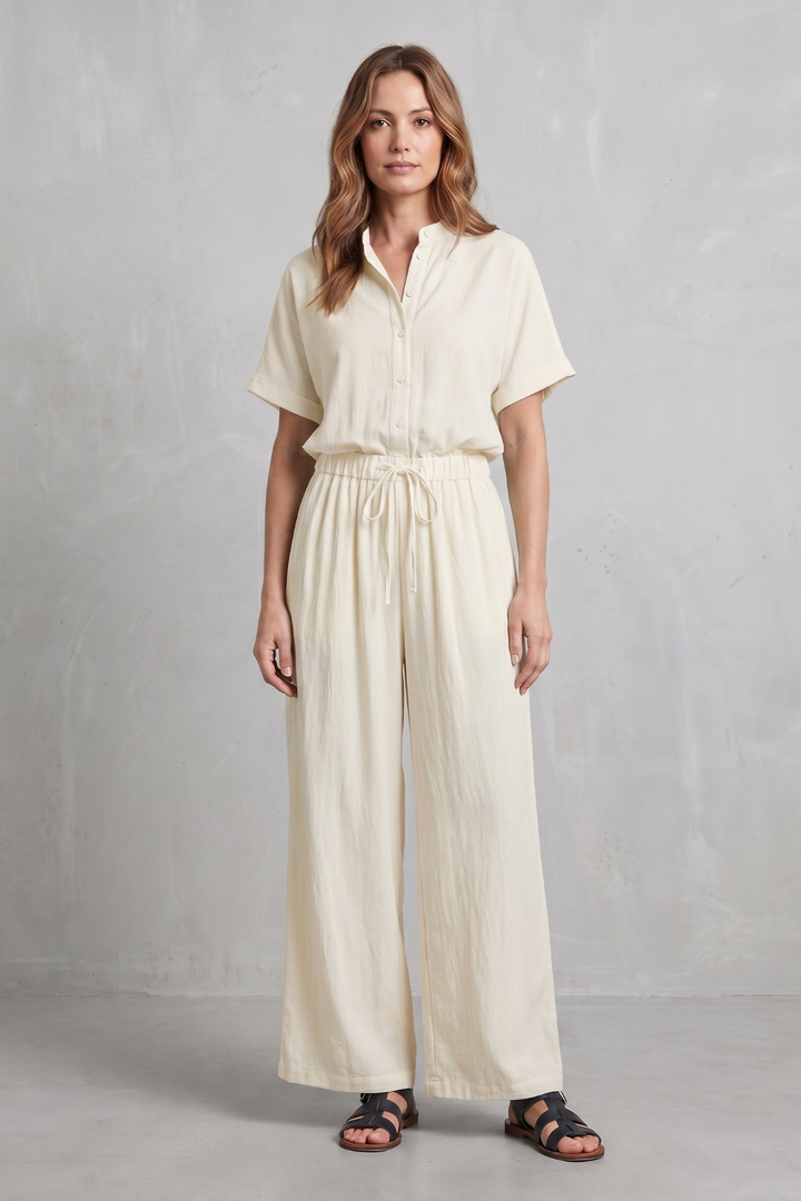 Women's Relaxed Top and Wide Leg Trouser Co-ord Set - Belvienne