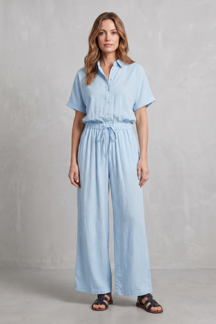 Women's Relaxed Top and Wide Leg Trouser Co-ord Set - Belvienne