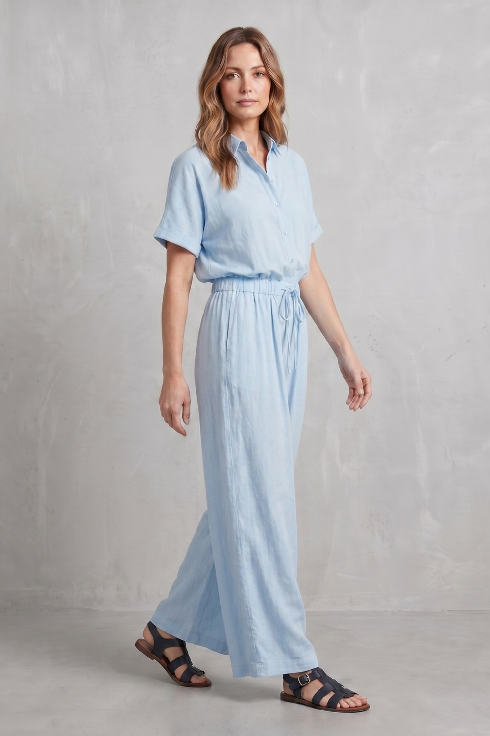 Women's Relaxed Top and Wide Leg Trouser Co-ord Set - Belvienne