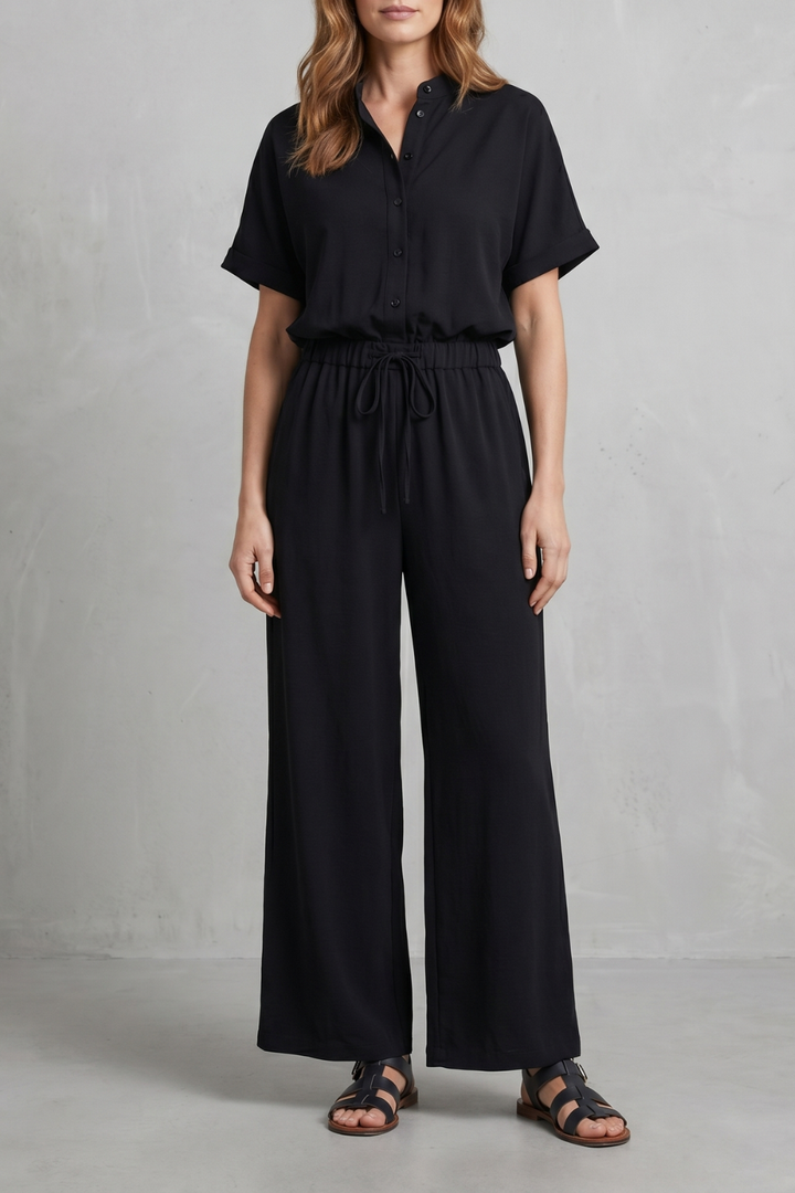 Women's Relaxed Top and Wide Leg Trouser Co-ord Set - Belvienne