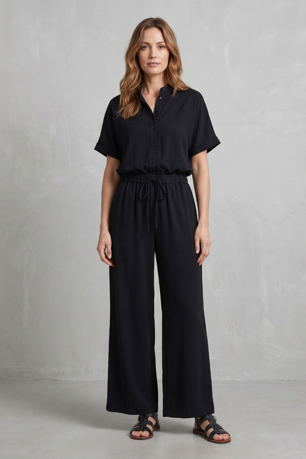 Women's Relaxed Top and Wide Leg Trouser Co-ord Set - Belvienne