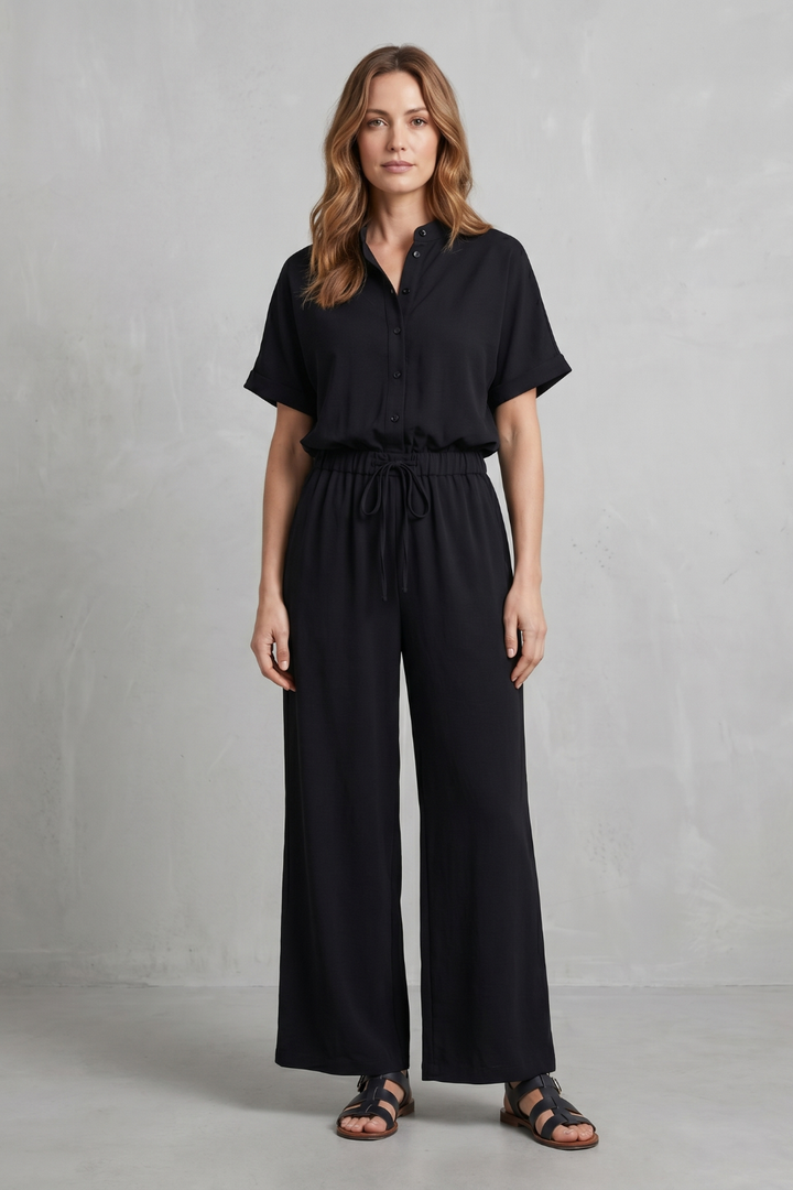 Women's Relaxed Top and Wide Leg Trouser Co-ord Set - Belvienne
