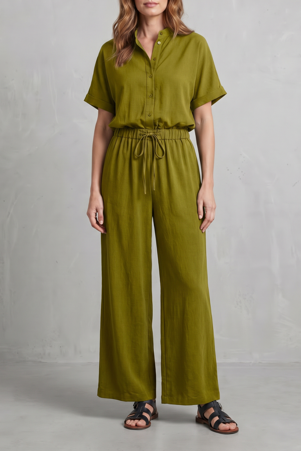 Women's Relaxed Top and Wide Leg Trouser Co-ord Set - Belvienne