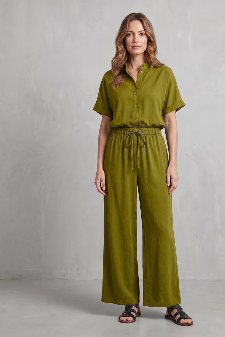 Women's Relaxed Top and Wide Leg Trouser Co-ord Set - Belvienne