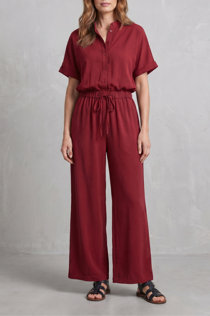 Women's Relaxed Top and Wide Leg Trouser Co-ord Set - Belvienne