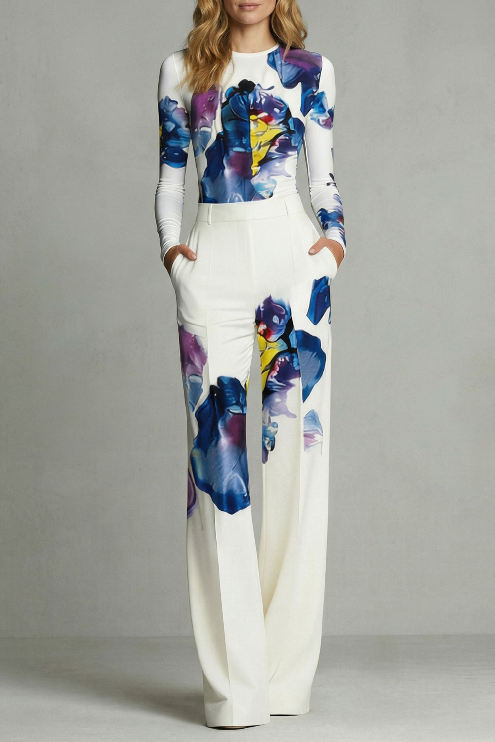 Women's Printed Long Sleeve Top and Trouser Co-ord Set - Corisande