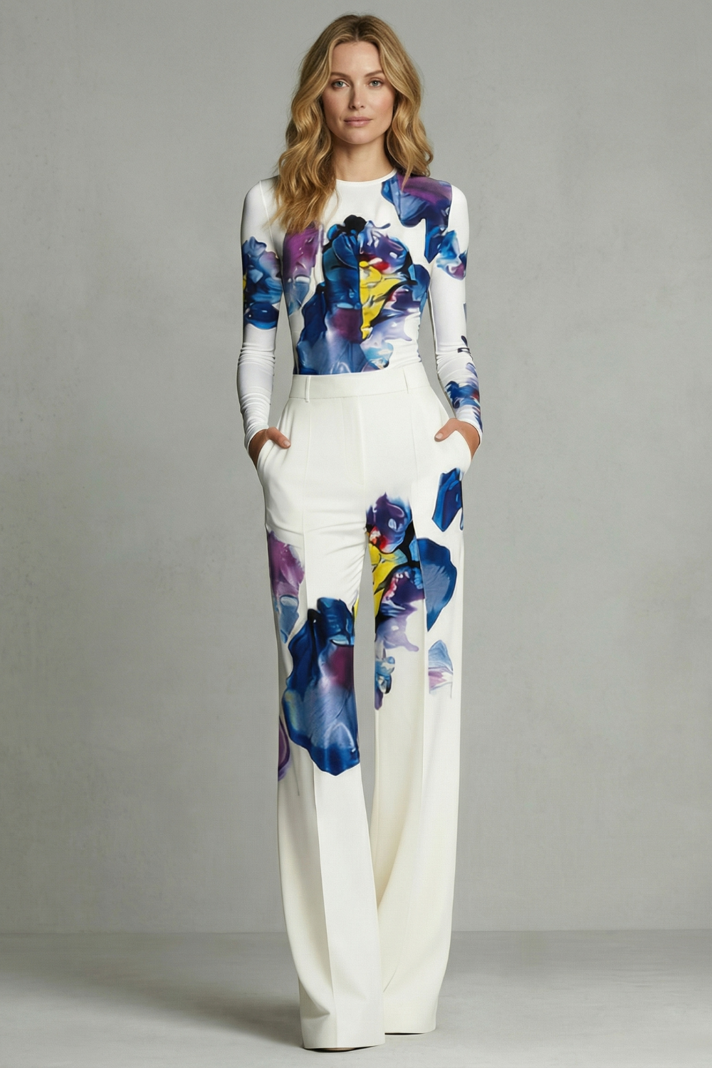 Women's Printed Long Sleeve Top and Trouser Co-ord Set - Corisande
