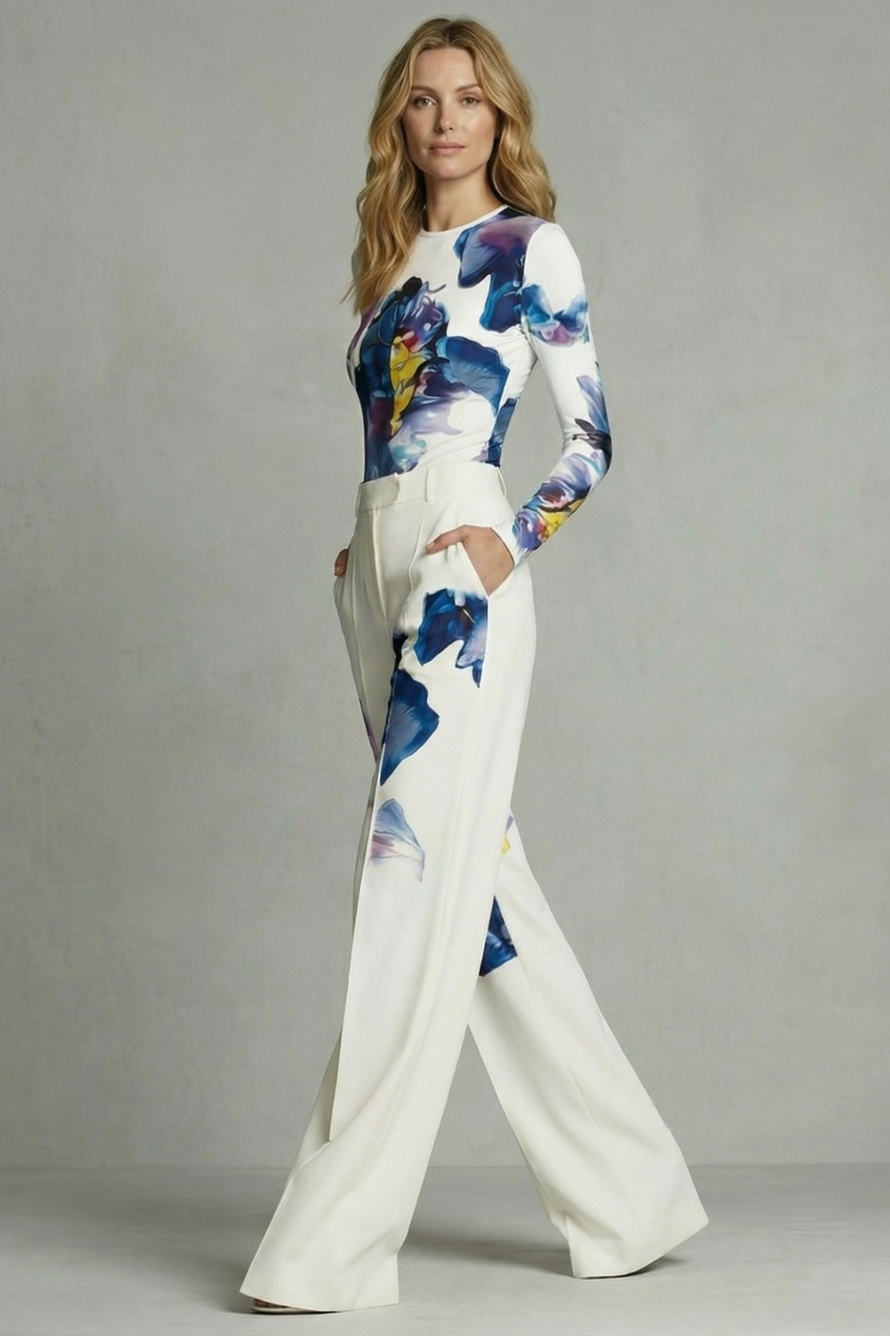 Women's Printed Long Sleeve Top and Trouser Co-ord Set - Corisande