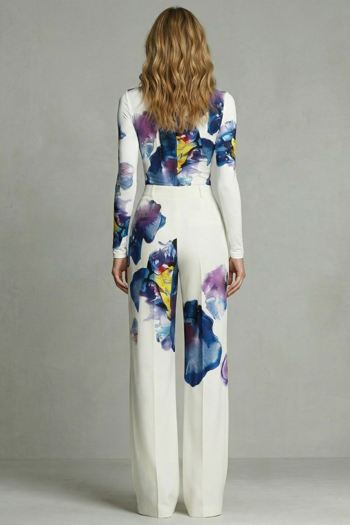 Women's Printed Long Sleeve Top and Trouser Co-ord Set - Corisande