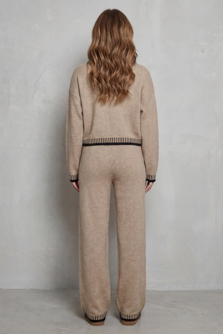 Women's Knit V-Neck Cardigan and Trouser Co-ord Set - Fauriselle